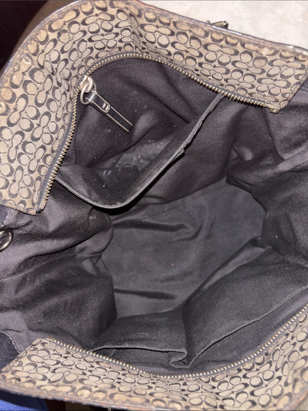 Coach Black and Gray Jacquard Tote with Leather Trim - Picture 7 of 7
